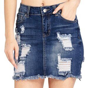 LN Wax Jeans Brooklyn Karma Distressed Jean Skirt